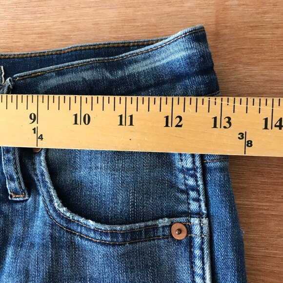 Madewell 10" High Rise Skinny Jeans Women 25 Blue Distressed Raw Hem Button Fly - Picture 10 of 14